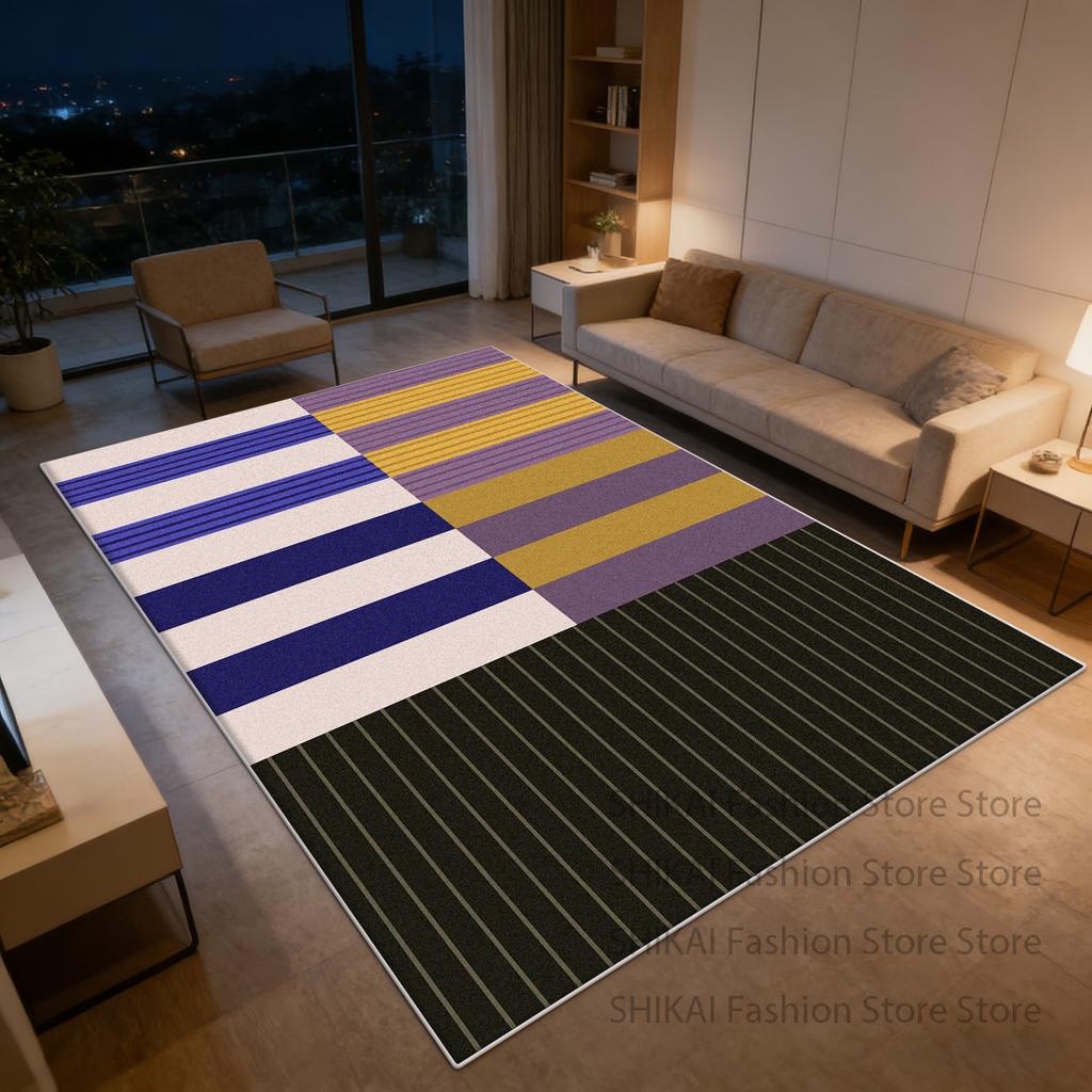 Bauhaus Geometric Abstract Style Living Room Rug Home Decoration Luxury Washable Fluffy Carpet Antiskid Short Velvet Floor Mats