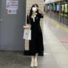 Temperament Polo Collar Black Dress Women's Summer New Mid-length Dress Niche Design Skirt