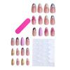 1 Set Women Press on Nails Almond French Tip Stick-on Long Fake Nails Full Cover Glue on False Nails DIY Manicure