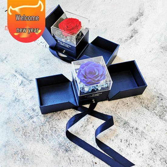Preserved Crystal Rose Acrylic Flower Gift Box for Valentine's Day Confession