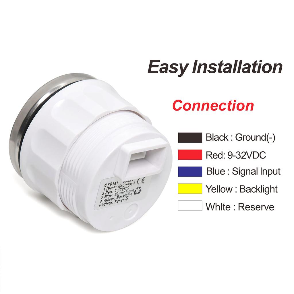 מד לחץ שמן HD 2 אינץ' 52 מ"מ 0-10 בר 0~150 PSI עם תאורת LED 7 צבעים חיישן לחץ שמן 1/8NPT לסירה, רכב, משאית 9-32V