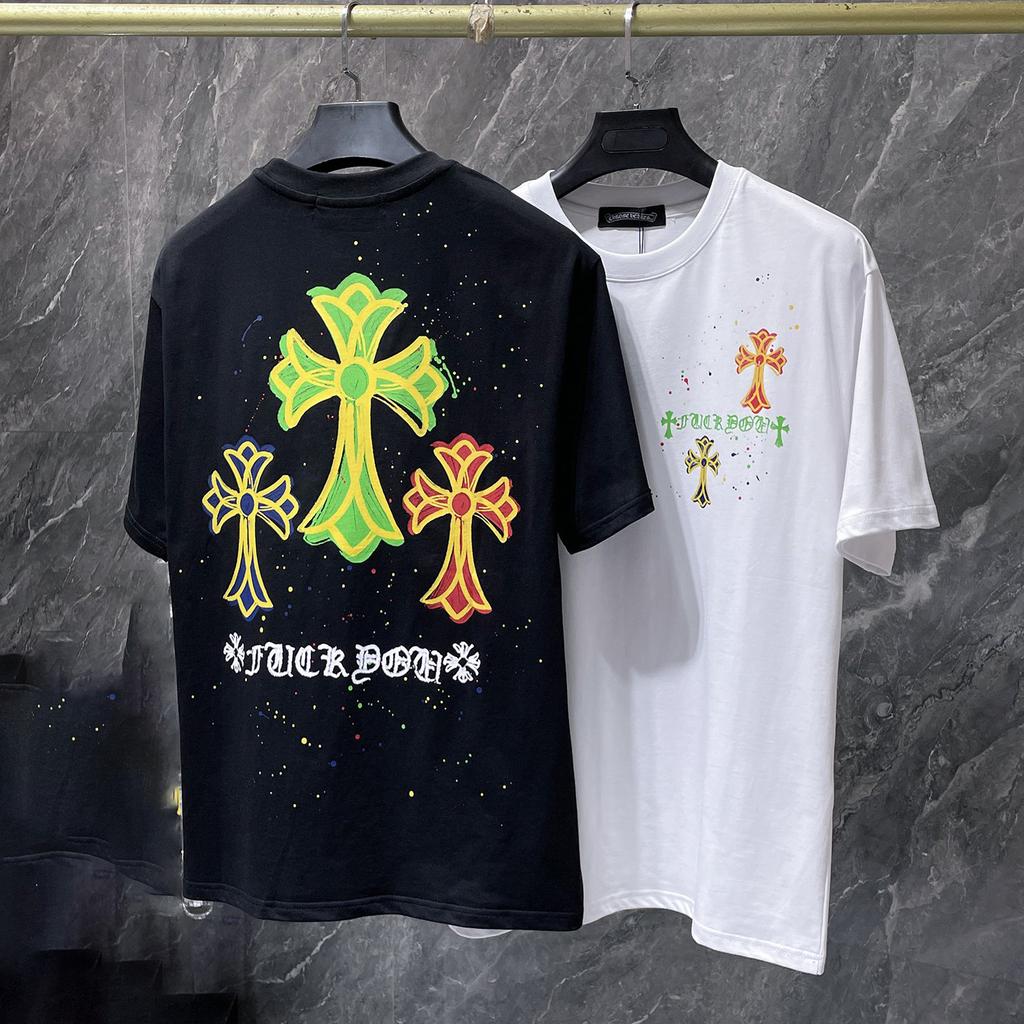 8959 CHROME HEARTS 2026 Summer New High Quality Cotton Round Neck Loose Large Size Men's and Women's T-shirt Couple T-shirt