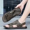 New Summer Men's Sandals Leather Cowhide Thick Sole Non-slip Beach Shoes Casual Soft Sole Dual-purpose Cool Shoes