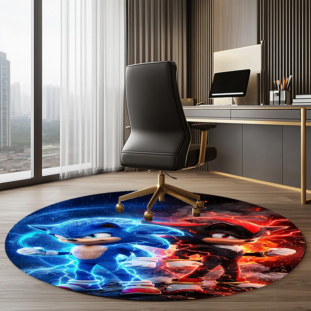 Runder Sonic-Teppich Teppich Stuhlteppich Bereichsteppich Eingang Fußmatten, für Bürostuhl Wohnzimmer Schlafzimmer Küche.