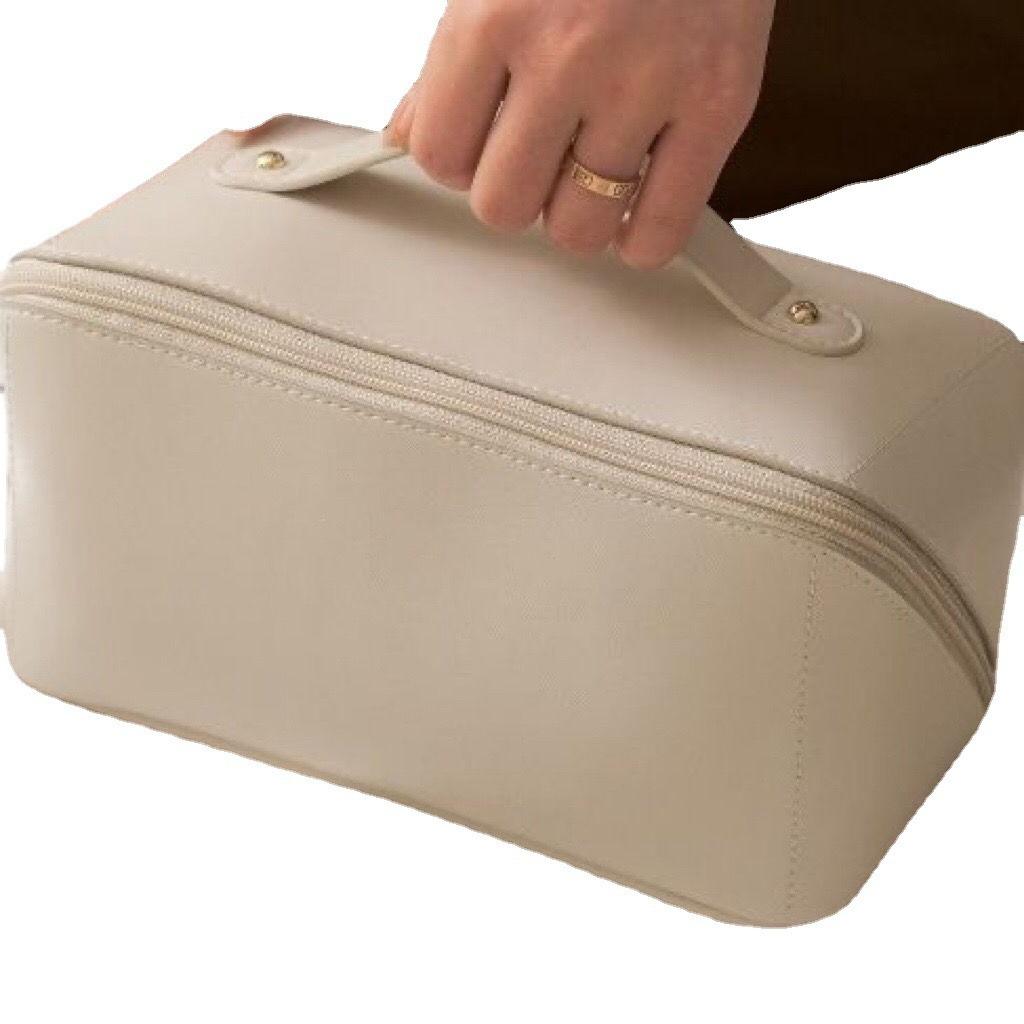 Cosmetic Bag Pu Bag Women's Large Capacity Ins Cosmetic Case Travel Toiletry Bag Cosmetic Storage Bag Decorative Letters