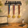 Black Iron Medal Hanger Soccer Fan Wall Art, Minimalist Home Decor, Rustproof Sports Award Display Rack With Hooks, Living Room Bedroom Gift