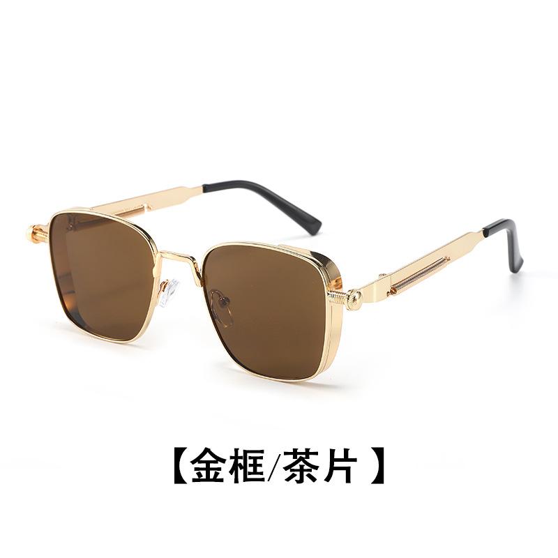 Retro Steampunk Sunglasses Men Metal Frames Spring  Punk Glasses UV400 Fashion Street Eyewear