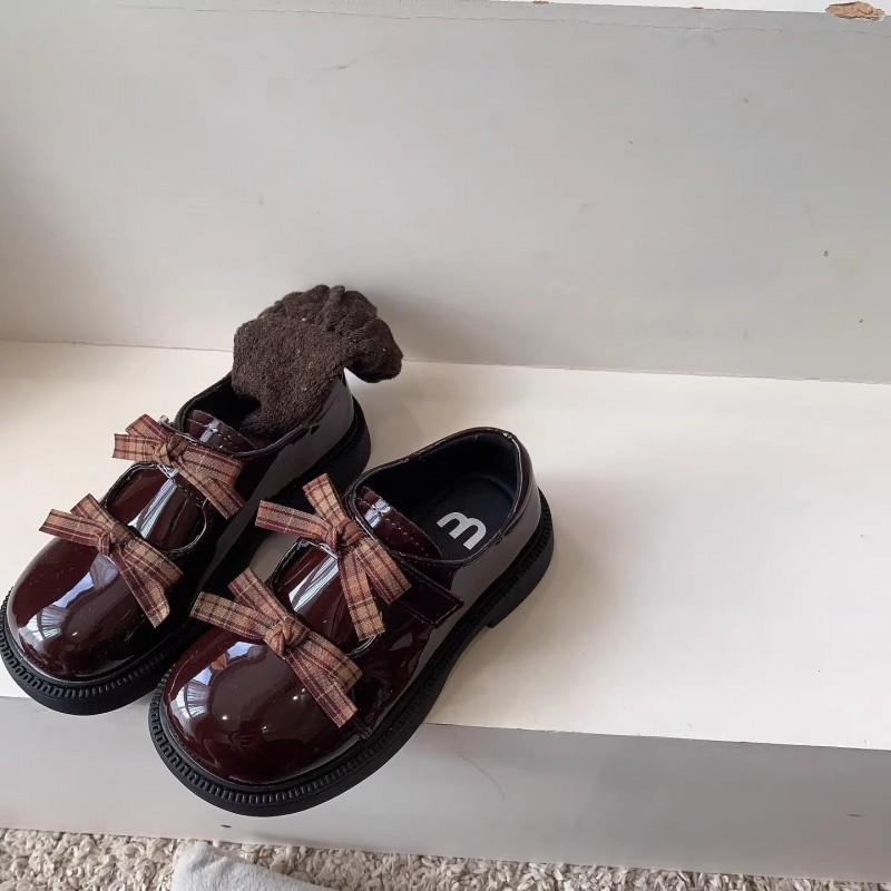 Scarpe Stile Giovanile Scarpe Piatte da Bambina Principessa con Dettaglio Fiocco Pelle PU Suola Morbida Slip-On Calzature per Bambini