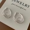 1Pair Sterling Silver Knot Hoop Earrings - Unique Twisted Line Design, Hypoallergenic Korean-Japanese Style, Fashion Jewelry Gifts for Daily Wear