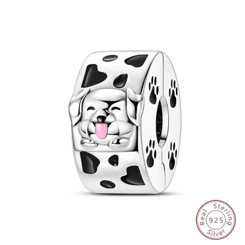 S925 Silver Birthday Bear Lucky Cat Elephant Family Firefly Charms Beads Fit 3mm Bracelets DIY Fine Jewelry
