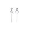 Fashion Jewelry 925 Sterling Silver Geometric Asymmetric Stud Earrings for Women Long Chain Tassel Earring Piercing Jewelry