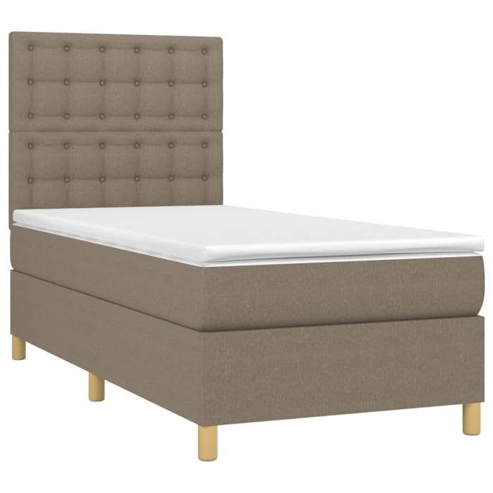 Maison Exclusive - Sommier à lattes de lit et matelas et LED Taupe 80x200cm Tissu