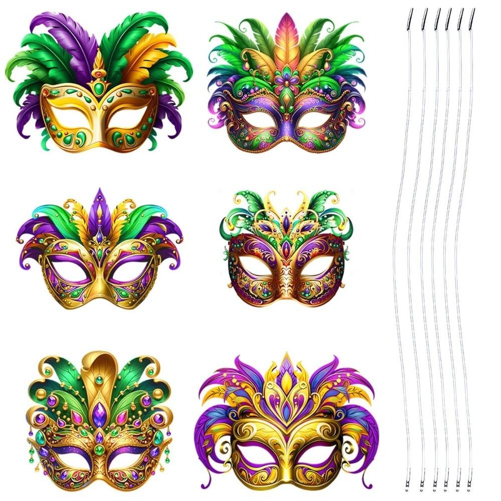 6Pcs Brazilian Carnival Mardi Gras Mask DIY Half Face Mask Fashion Eye Mask  Party Makeup Ball