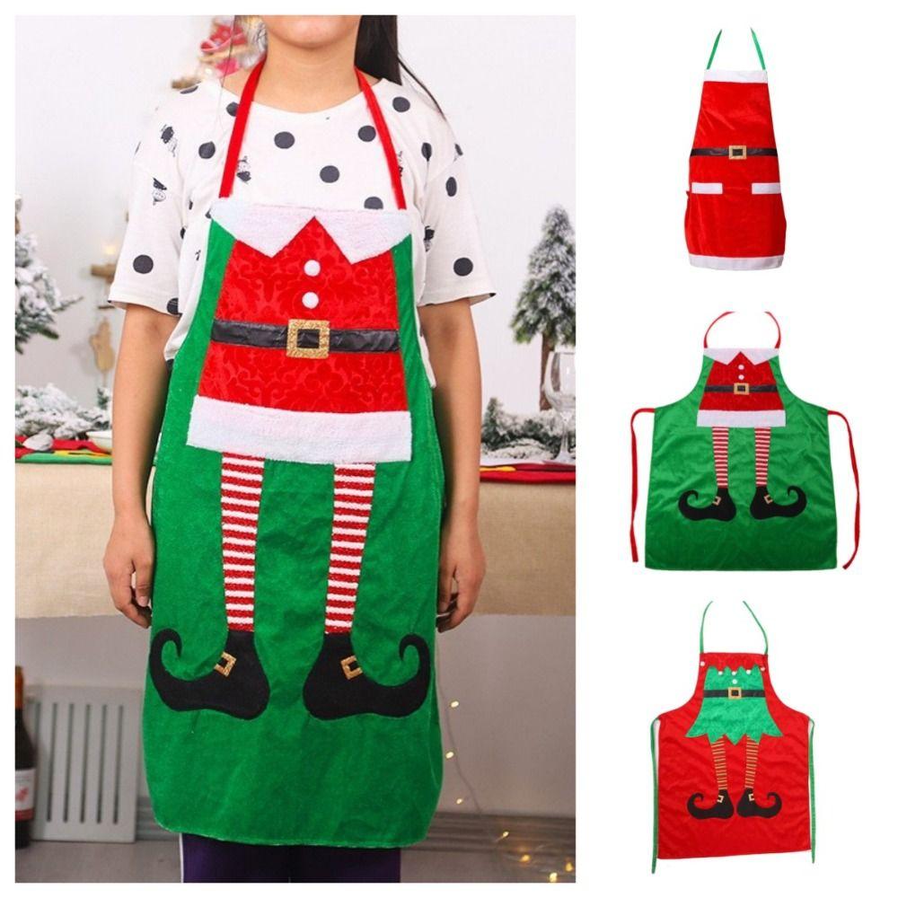 Cartoon Santa Claus Apron Velvet Kitchen Cooking Apron Gift Christmas Aprons  Festive