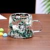High Appearance Double Layer Petal Quicksand Glass Cup with Real Dried Flowers