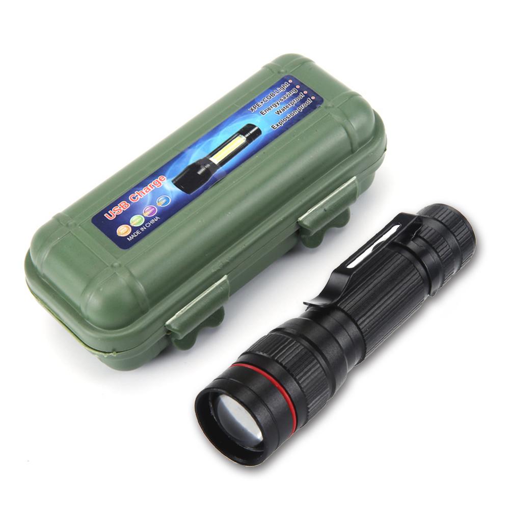 Handheld Flash Light USB Charging Emergency LED Flashlight 3 Gears Mini Super Bright Light Waterproof for Outdoor Hiking Fishing