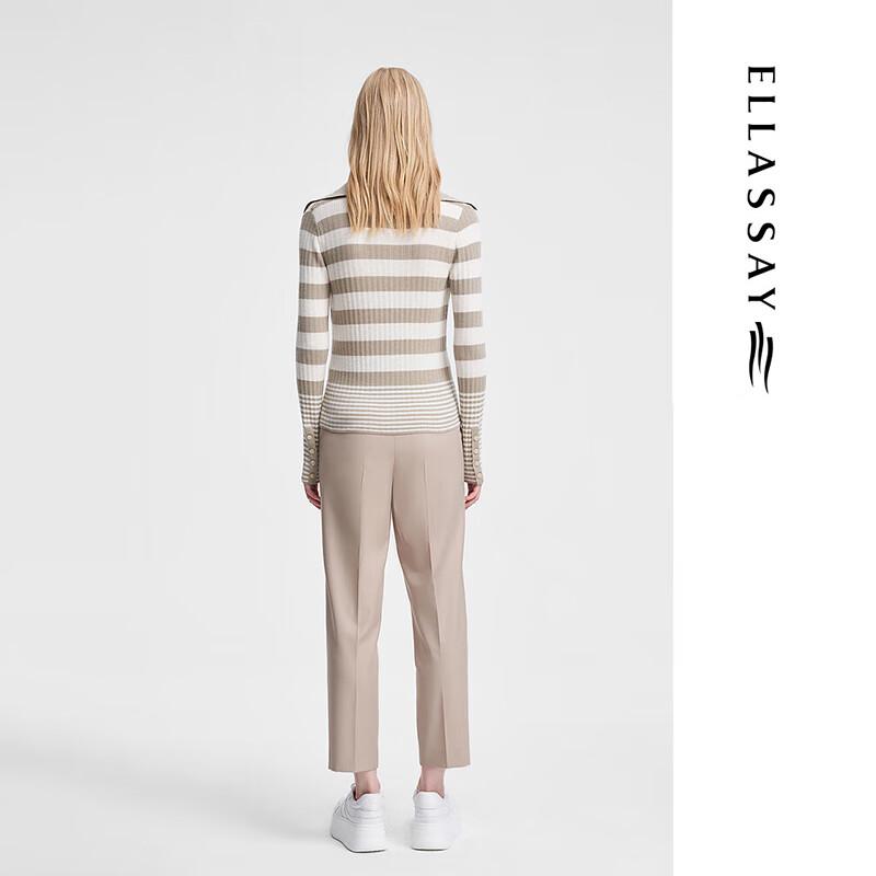 ELLASSAY Women's High-Waist Triacetate Wool Straight-Leg Cropped Trousers