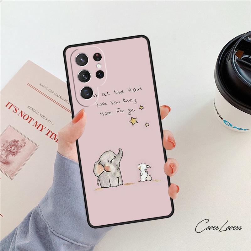 Cute Baby Elephant phone case For Samsung Galaxy S24 S25 S23 S22 Ultra Note 10 20 Plus S20 S21 FE Cover