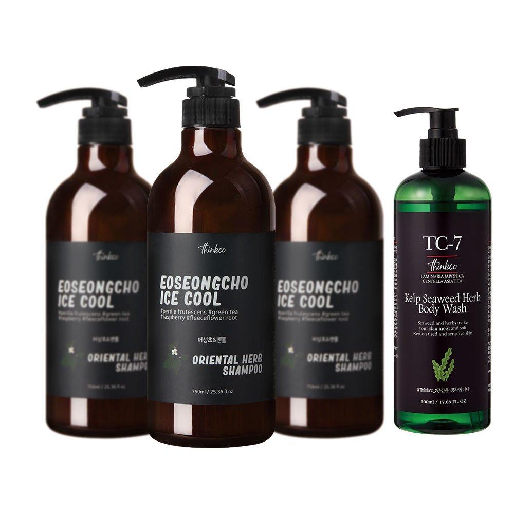 

[3+1] Thinkco Eoseongcho Ice Cool Shampoo 750ml x 3 + Seaweed Kelp Body Wash 500ml x 1