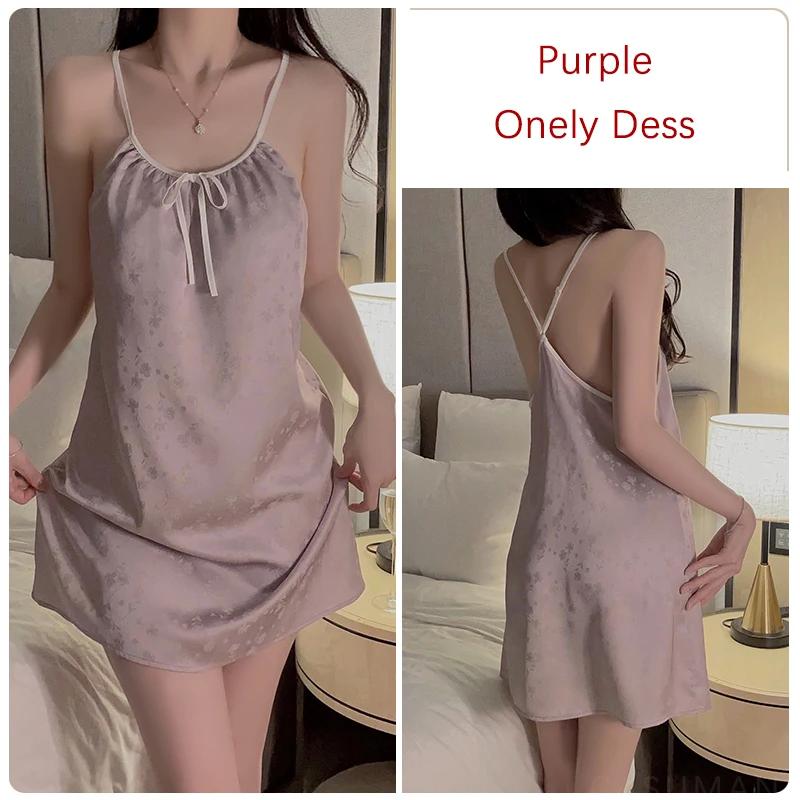 Elegant Pajamas Women's Suit Backless Floral Lace Dress with Bra Pajamas Pajamas Clothes for Women