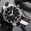 Megir Outdoor Sports Quartz Watches Men Top Luxury Brand Chronograph Leather Waterproof Wristwatches