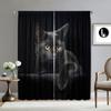 2PC Home Decoration Curtains, Cute Cat Background With Pole Pocket Curtains, Kitchen, Coffee Shop, Living Room, Balcony, Garden