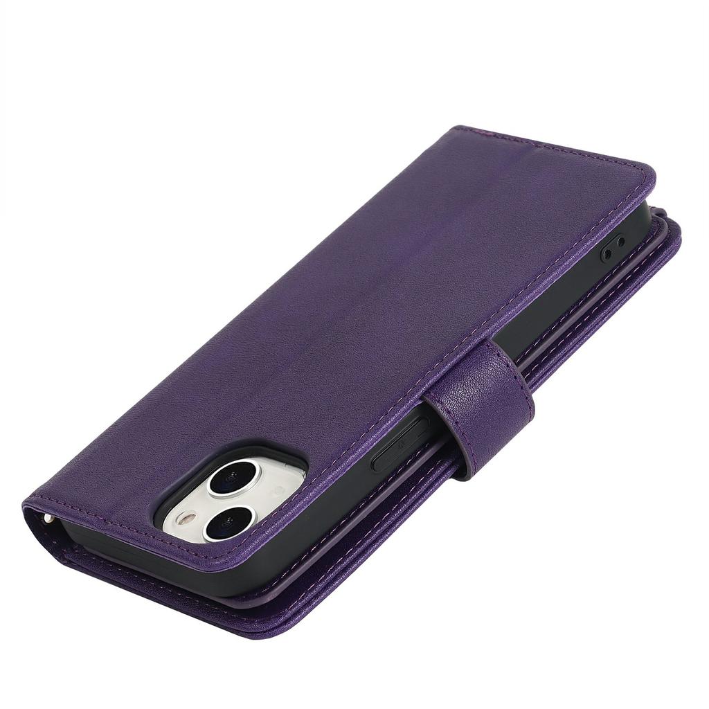 For iPhone 13 mini Stand Case PU Leather Phone Cover with Straps/Zipper Wallet/Multiple Card Slots
