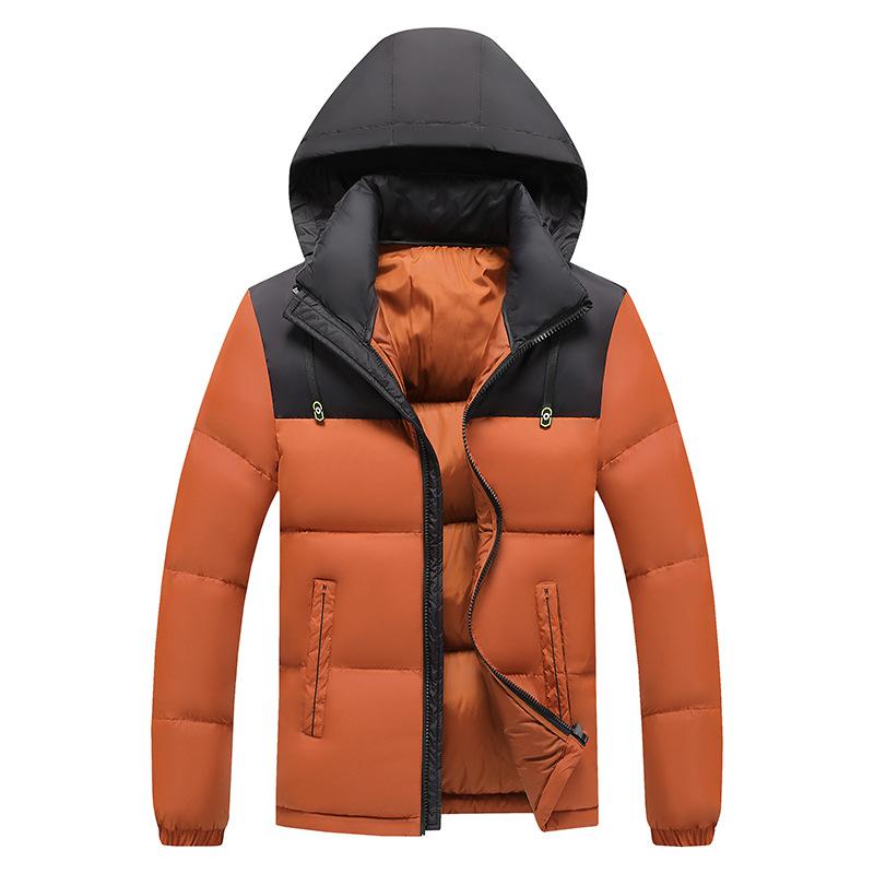 Light Thin Section of The Cotton Coat Men's Winter Fashion Clash of Colours Slim Simple Removable Cap Thickened Hooded Jacket Men