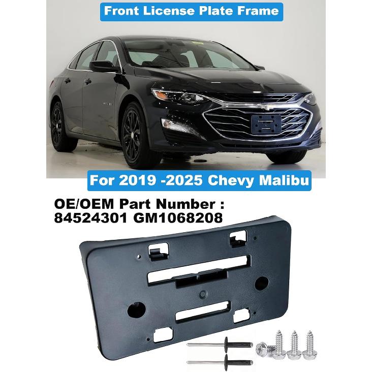 FASTCHE Front License Plate Frame Compatible with Chevy Malibu 2019 2020 2021 2022 2023 2024 2025 Front Bumper License Plate Holder Mounting Bracket