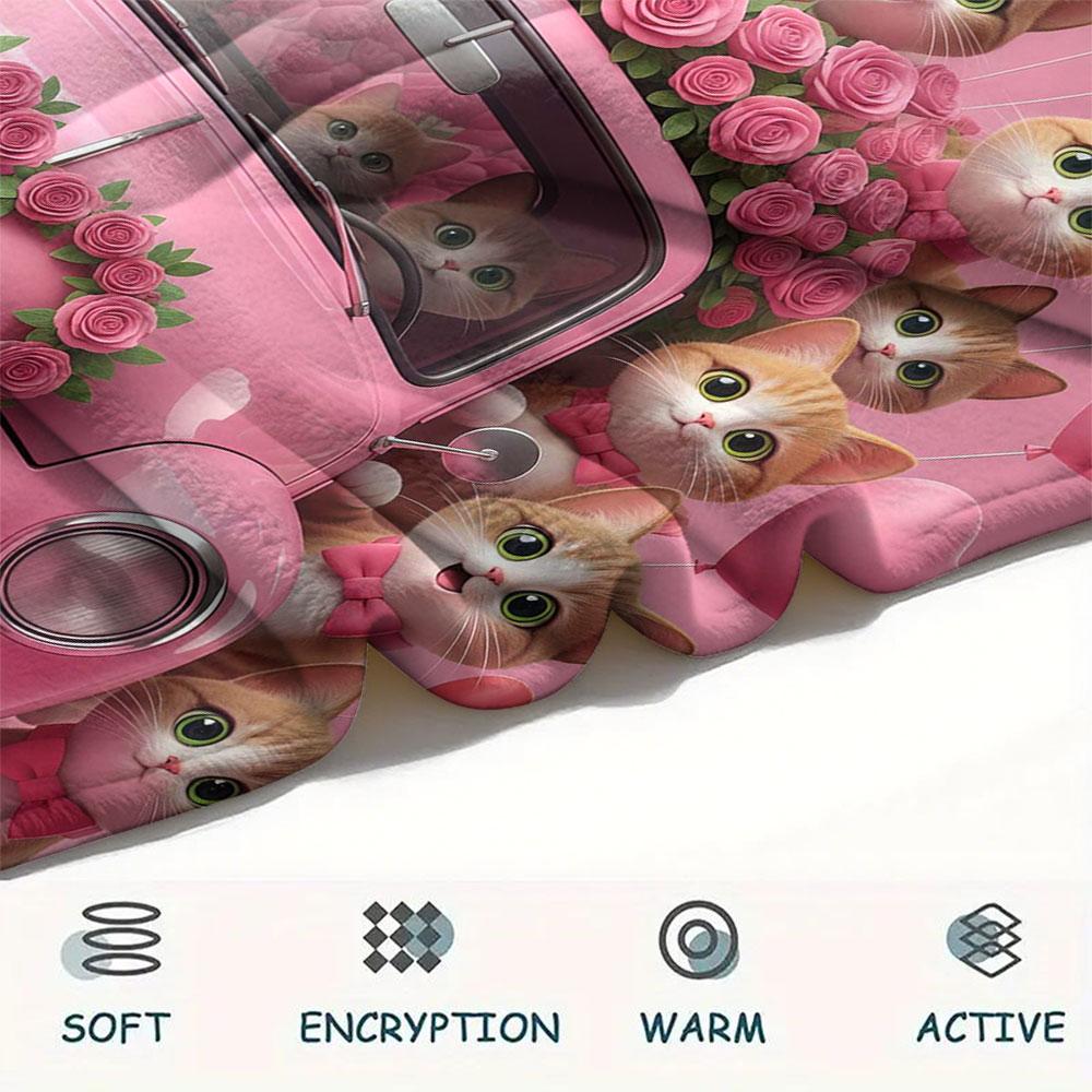 1Pc Pickup Truck Animal Print Flannel Blanket, High Quality Comfortable for All Seasons, Home Decor, Warmth and Comfort, Perfect for Christmas Gifts