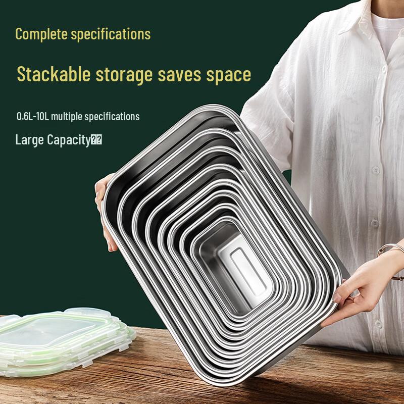 Rectangular 304 Stainless Steel Food Storage Container with Lid