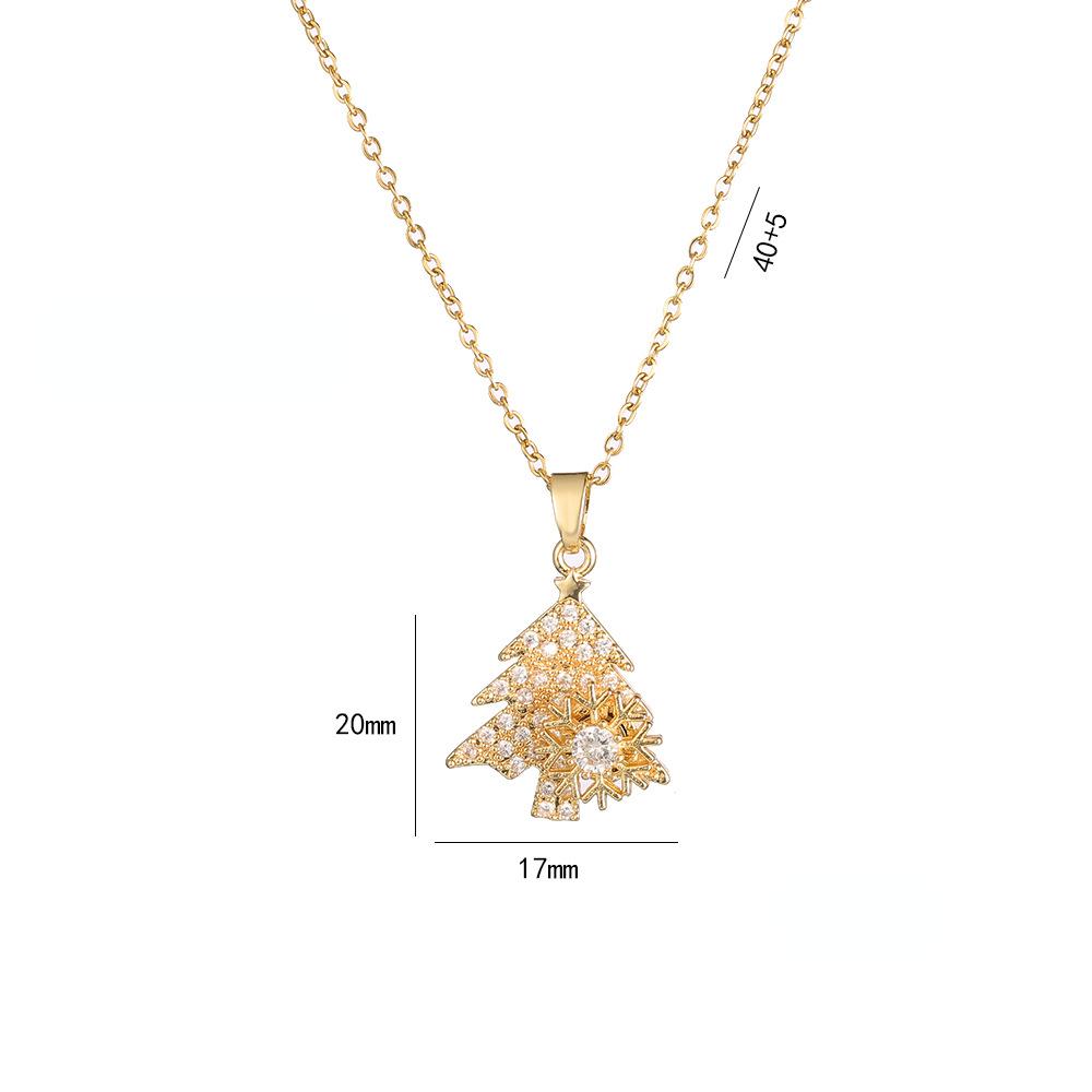 Fashion Rotatable Snowflake Christmas Tree Pendant Necklace for Women 2024 New Stainless Steel Chain Jewelry Party Accessories