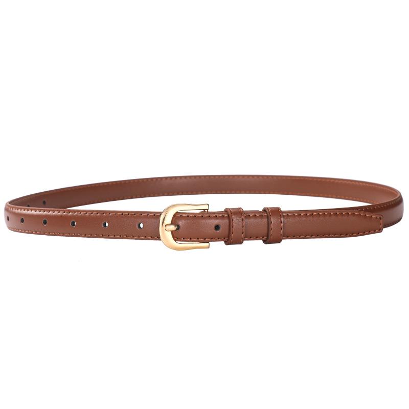 Women's High-End Leather Belt with Alloy Buckle - Versatile, Fashionable, Thin Waist Design