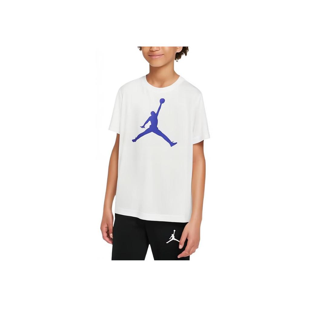 Jordan Logo Print Crew Neck Short Sleeve T-Shirt Kids tops White HA4105-100