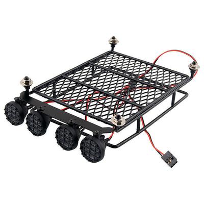Roof Rack Luggage Carrier with LED Light Bar For 1/10 D90 CC01 SCX10 RC Crawler