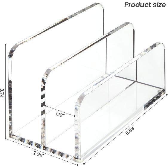 DINGHUO Acrylic Mail Letter File Holder Folder Organizer for Desk, 2 Sections Clear Countertop Small Document Notebook Electronics Desktop Organizer