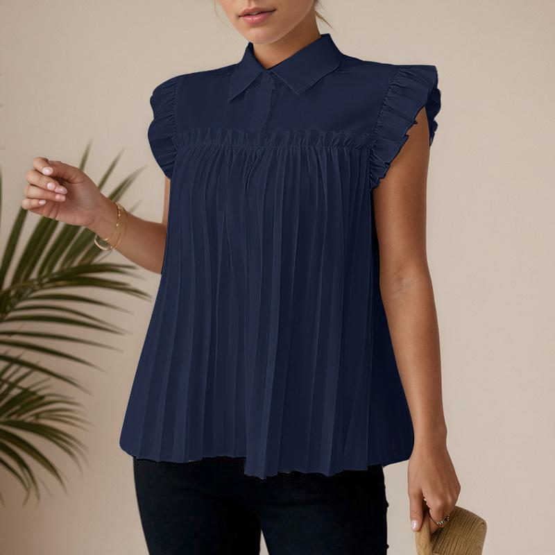 

ZANZEA Женская повседневная блузка без рукавов с отложным воротником, свободного кроя, на лето 4XL тёмно-синий