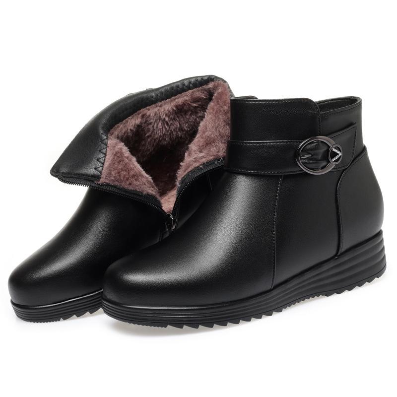 

Зимние новые короткие ботинки для мамы, хлопковые туфли большого размера на плоской подошве, ботинки для женщин среднего и пожилого возраста, ботинки из овчины и меха, женские хлопковые ботинки 35