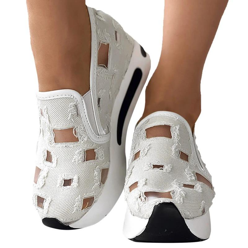 Schnür-Flats Plateau Damen Sportschuhe Mesh Atmungsaktive Sneaker 2025 Sommer Neu Lässige Sandalen Laufen Strand Rocken Tanzschuhe
