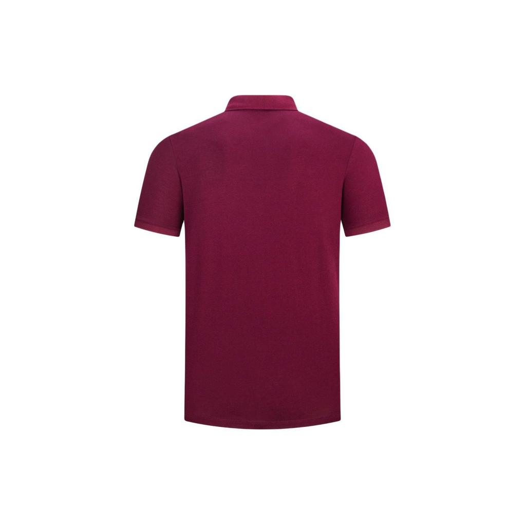 Emporio Armani Eagle Logo Embroidered Short Sleeve Polo Shirt Men Polo Shirts Burgundy 6L1FD7-1JTKZ-0397