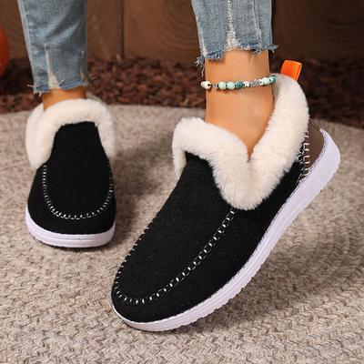 Cotton Shoes Women's New Winter Velvet Thickened Snow Boots One Pedal Short Boots Fashionable Warm Hairy Women's Cotton Boots