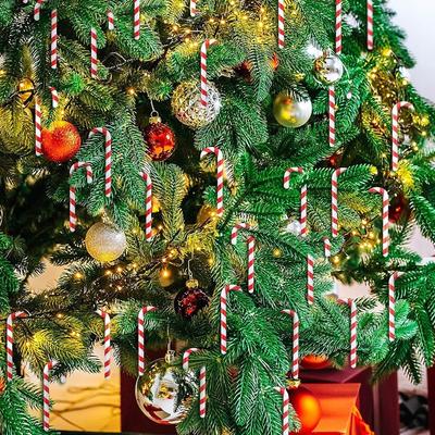 50 Stück DIY Bastel Weihnachts-Zuckerstangen Hängende Ornamente Minzbonbon Weihnachtsbonbon Dekorationen Schmuck Kunststoff Weihnachtsbaum Dekor