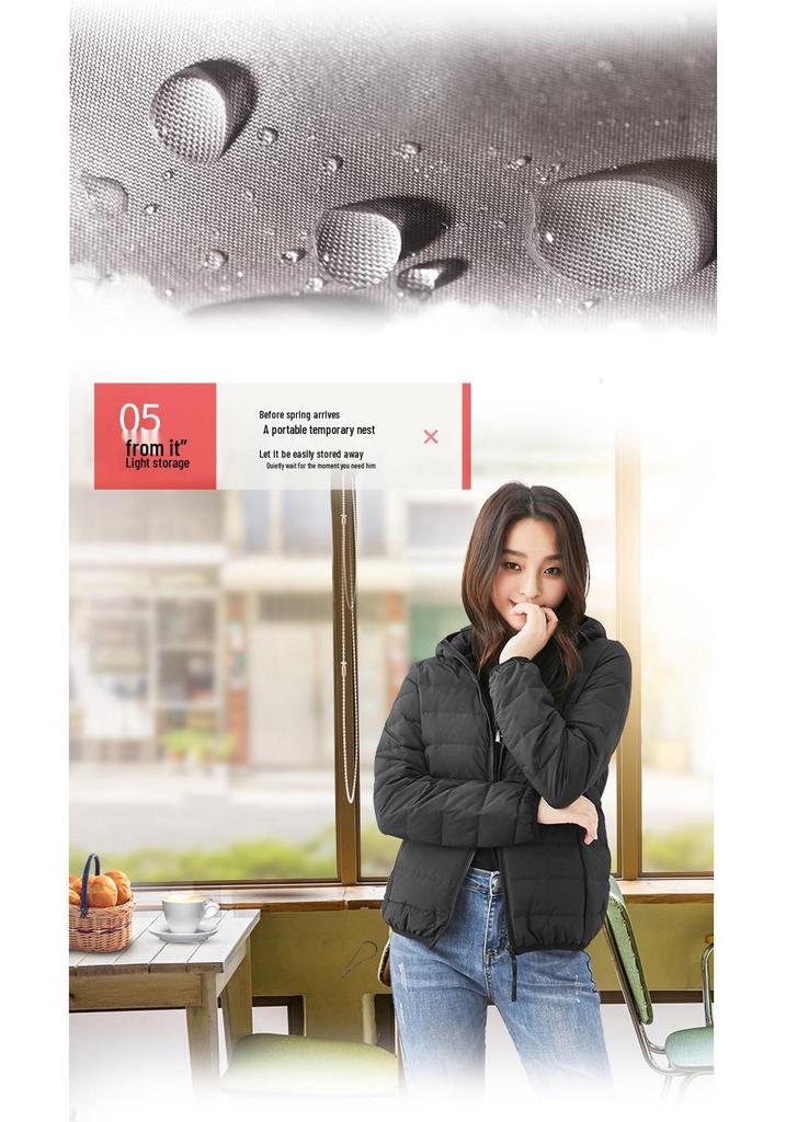 Women's Lightweight Hooded Duck Down Jacket - DRD06A0050
