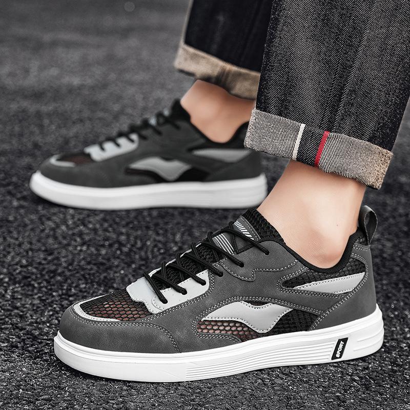 Large Size Men's Shoes Spring and Summer Mesh Breathable Flats Men's Students Trend Low-top Sports and Leisure Board Shoes