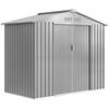 Garden Shed, 2.42 m2, Tool Shed, Foundation Kit, Lockable Door, Grey Steel Sheet