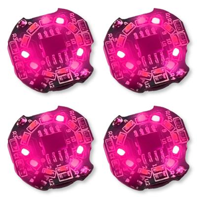 Set of 4 Small Rotating and Flashing LED Powered by Button Cell Batteries Wireless Magnetic Switch for Plastic and Figures Lights, (CR1632