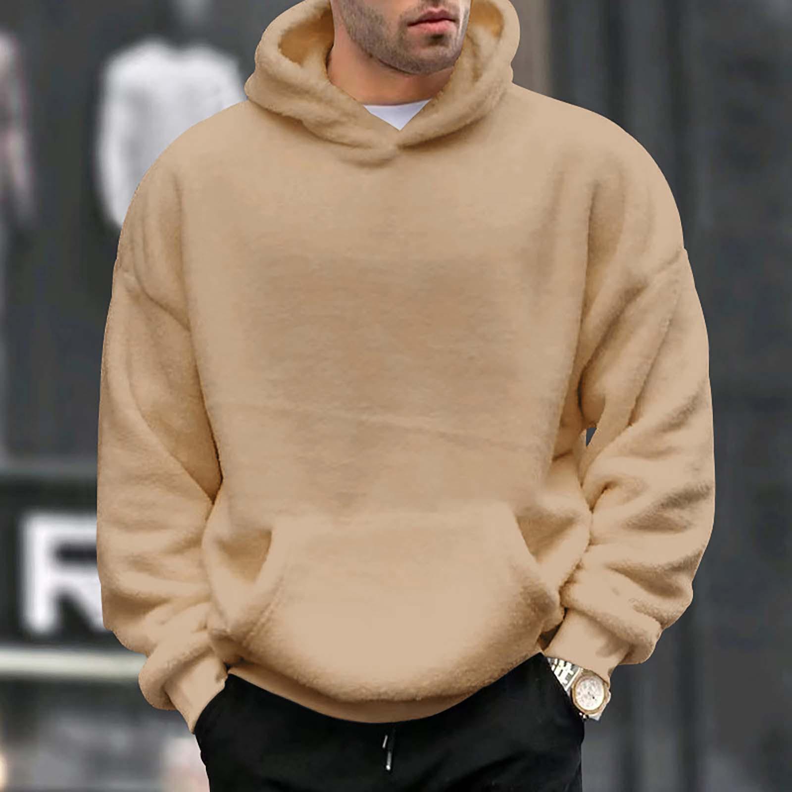 

Men s And Winter Hooded Double-sided Velvet Loose Pullover Color Sweater XXXL хаки