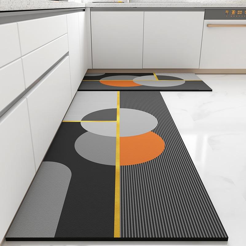 Oil-proof Non-Slip PVC Floor Mat, Easy-to-clean Carpet, Home Decoration, Long Leather Rug, Dirt-resistant Foot Mats, Kitchen