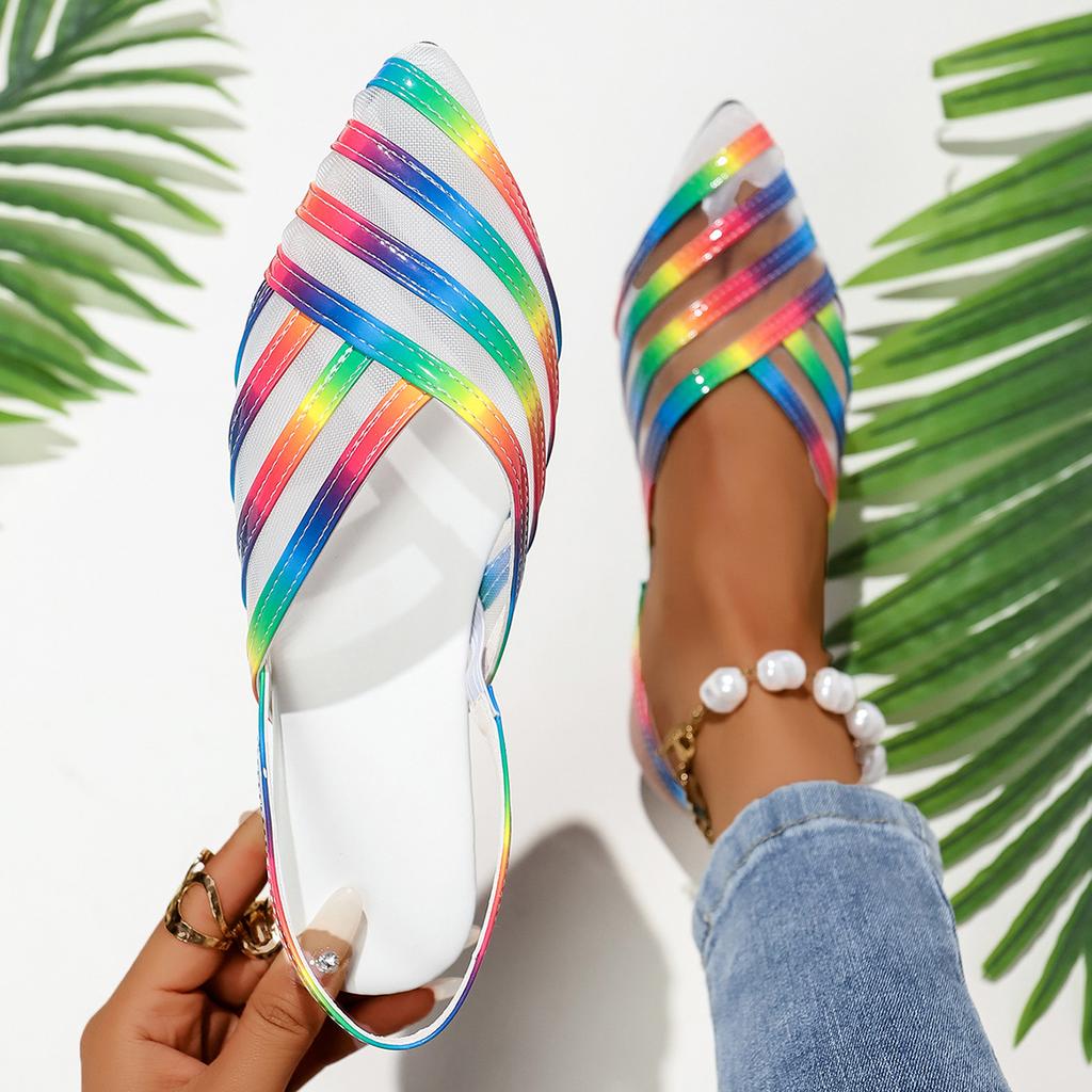 Summer New Mesh Flat Heel Hollow Large Versatile Women's Sandals Fashion Beach Vacation Women's Shoes