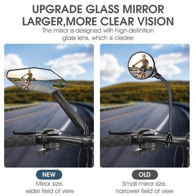 Bicycle Motorcycle Rearview Reflective Mirrors Wide Adjustable Angle Rear View Handlebar Mirrors